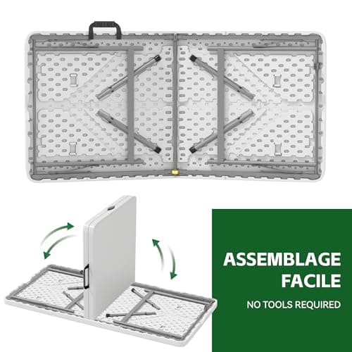 mcc direct 4ft (122cm) Folding Table Heavy Duty – Indoor & Outdoor Plastic Table for Garden, Picnic, BBQ, Camping, Party & Catering (White) — view 5