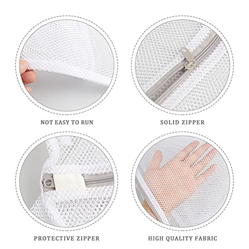 4 Pack Mesh Laundry Wash Bag, Mesh Laundry Bags With Zips (L+M, White) — view 2