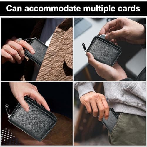 Noenaeni RFID 20 Card Slots Credit Card Holder for Men and Women, Black — view 5