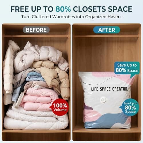 3D Vacuum Storage Bags, No-Pump Fast Compression Space Saver Bags for Clothes, Blankets, Duvets & Bedding, Thickened Reusable Travel Roll-Up Pack Bags (2pcs Medium,2pcs Large) — view 3
