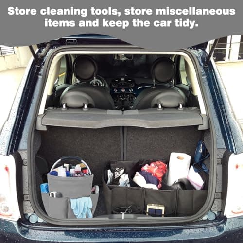 Esteopt Cleaning Caddy with Handle,Tool Bag with Handle,Cleaning Caddy Organiser,17L Bucket Tool Organizer Bag,Collapsible Garden Small Tools Bag,cleaning hamper basket,Multi pocket Craft (Grey) — view 6