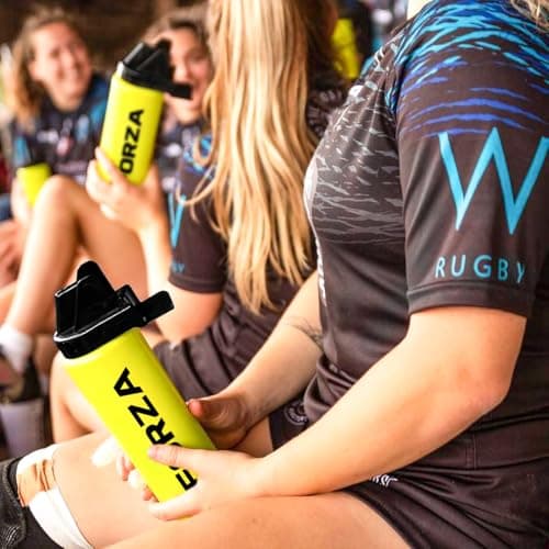 FORZA Water Bottles + Carrier Set [8x Bottles] | Hygeine [1L] or Sports Bottle [750ml] with Stackable Carrier for Football, Rugby, Training, Gym & Teams (Yellow, Hygeine Bottles) — view 6