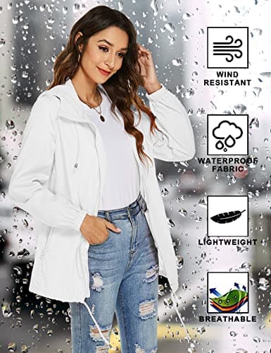 Rapbin Rain Coat for Women Lightweight Summer Rain Jacket Packable Raincoat — view 3
