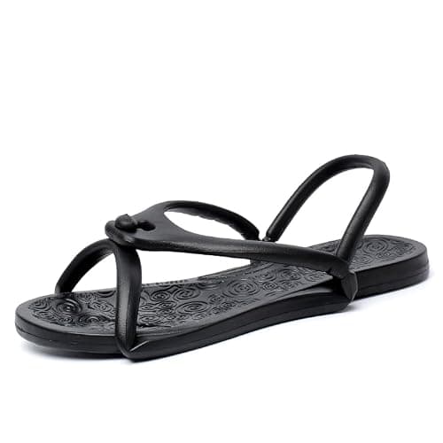 Kattmas Travel Sandals Shower Shoes For Men Women - Foldable Flip-Flop Slippers Non-Slip Quick-Dry, Portable House Shoes For Bathroom Gym Spa Pool Beach