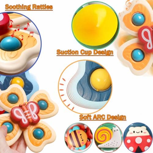 4PCS Suction Spinner Toys for Babies, High Chair Toys with Suction Cups 1-3 — view 3