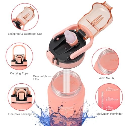 SEASEVEN Sports 1L Water Bottle with Straw for Gym,Office,Travel — view 3