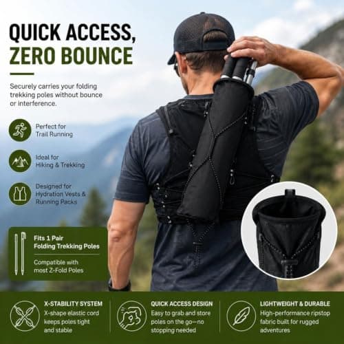 NONDK Carry Bag for Folding Trekking Poles Hiking Cane Storage Bag for Trekking Pole Quiver Outdoor and Hiking Equipment — view 2