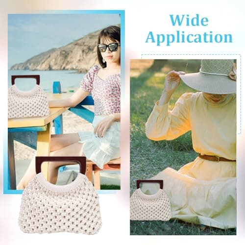 WEBEEDY Macrame Bag DIY Kit for Adults Beginners Macrame Purse Kit for Women Boho Macrame Handbag with 100m Macrame Cord, Wooden Handle, DIY Bag Making Crafts Supplies for Mother's Day Beach Trips — view 5