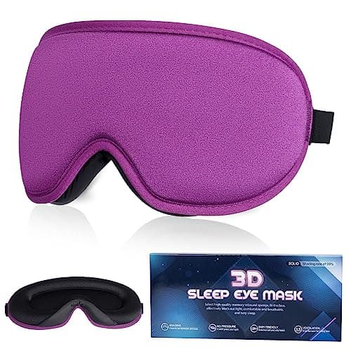 SUSNUAN Sleep Eye Mask, 3D Contoured Sleep Mask Light Blocking Sleep Mask for Women and Men, Soft and Comfortable Night Eye Blinder, Suitable for Travel, Lunch Breaks, Sleeping, Meditation (Purple)