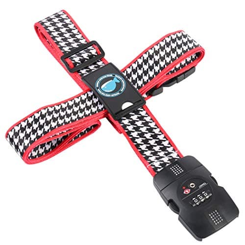 HIMREYLD TSA Luggage Strap with 3-Digital Lock Adjustable for Travel Suitcase 20 to 32 Inch, Cross 230 and 200 CM Long - Stripes — view 4