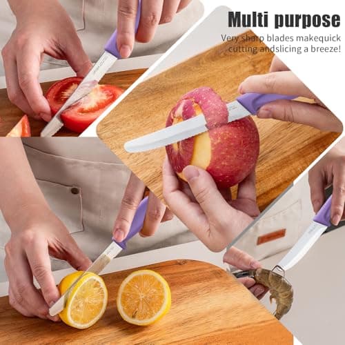 OPOLIA Tomato knife,2-Piece,Serrated,Stainless Steel,Dishwasher Safe,Purple — view 5