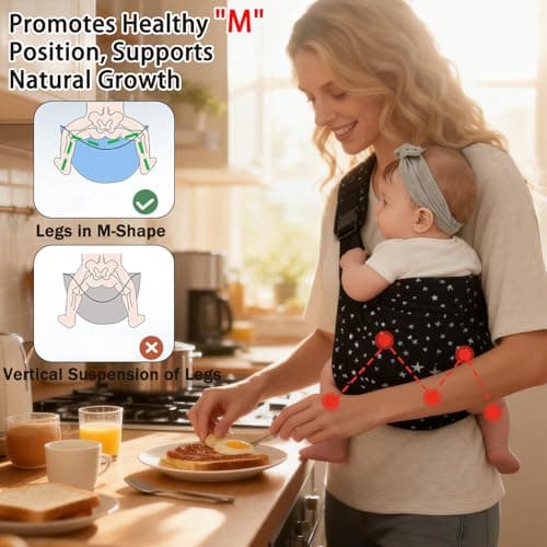 Baby Sling Carrier | Adjustable Front & Back, Adjustable Sling Easy Toddler Carrier Comfortable Baby Wrap Carrier Baby Carrier Wrap for Newborn Up to 6M-3 Years — view 5