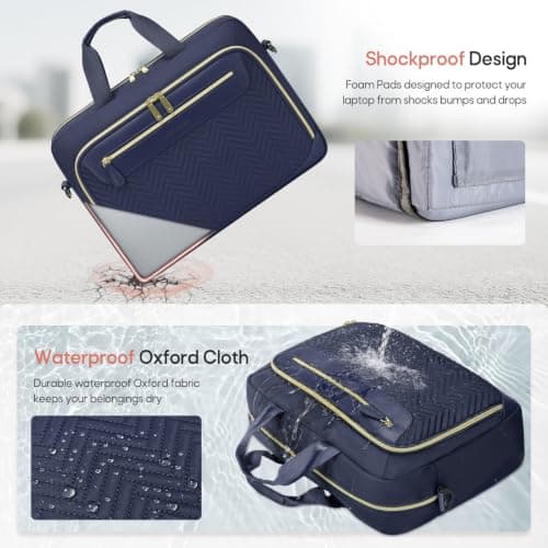 RAINSMORE 17.3 Inch Laptop Bag for Women Water Resistant Briefcase — view 5