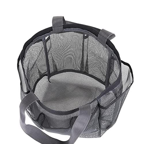 Pebipoo Mesh Shower Caddy Bag, Quick Dry Portable Tote Bag and Inner Pocket With 8 Pockets for Dorms Bathroom, Swimming, Gym, Beach, Travel (Gray) — view 4