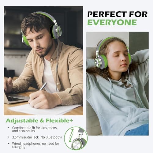 Ailihen C8 Foldable Headphones with Mic and Volume Control, Grey Green — view 2