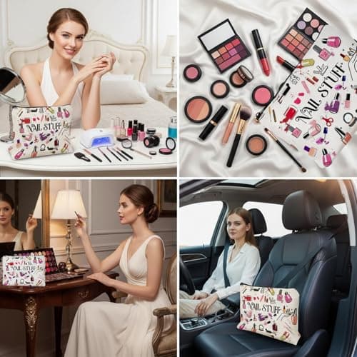 1PCS Nail Polish Organiser Bag Canvas Large Capacity 9x7in Portable Storage Case for Women Girls Manicurist DIY Travel Nail Accessories — view 6