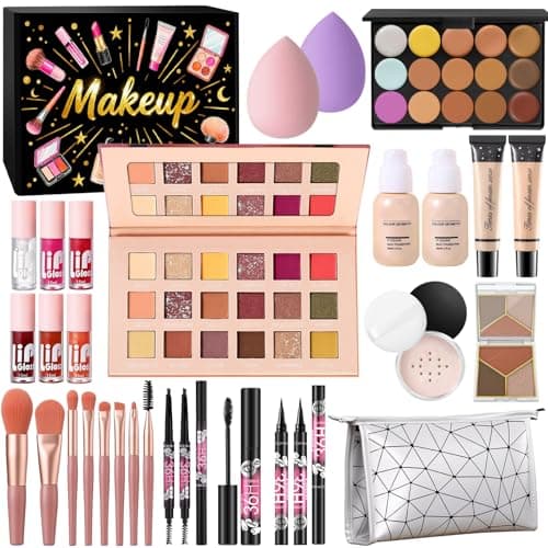 Makeup Sets for Women, All in One Make Up Starter Kit, Makeup Gift Sets for Teenage Girls Full Kit, Cosmetic Bundle Includes Foundation Concealer Eyeshadow Contour Palette Lipgloss Eyeliner Mascara