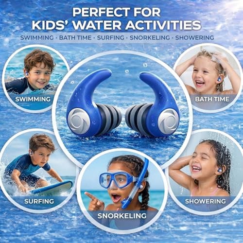 Swimming Ear Plugs for Adults Kids with Lanyard, 3 Pairs Swim Earplugs — view 6