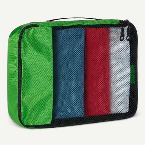 Amazon Essentials 4-Piece Packing Cubes Travel Accessories Set, Luggage Organiser with Double Zip, Mesh Top, Polyester, Medium, Green (Previously Amazon Basics) — view 4