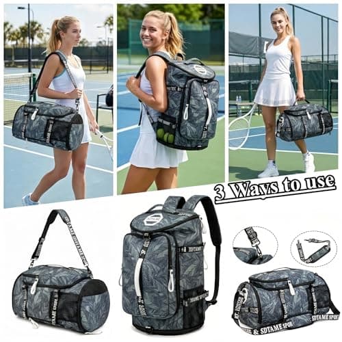 Gym Duffle Bag Backpack with Shoe Compartment,4 Ways Travel Backpack for Women and Men,Multi-Functional Weekender Bag with Waterproof Layer&Laptop Compartment for Fitness, Travel,Camping(Silver) — view 2