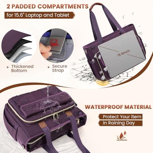RAINSMORE Laptop Tote Bags for Women 15.6 inch Ladies Teacher Work Bags — view 5