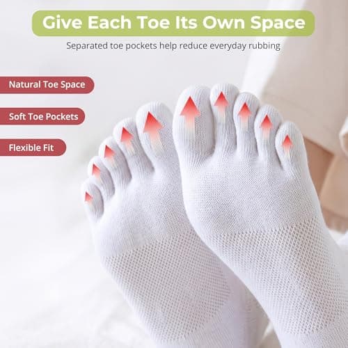 QUPOLPOL Toe Socks for Women, Low Cut Ankle Socks, 5 Pairs, UK 3-7 — view 4