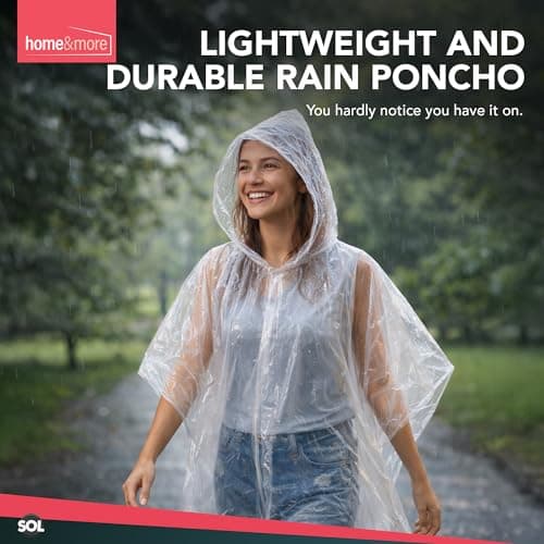 SOL 96pk Rain Ponchos - Clear Waterproof Disposable Raincoats Bulk — view 6