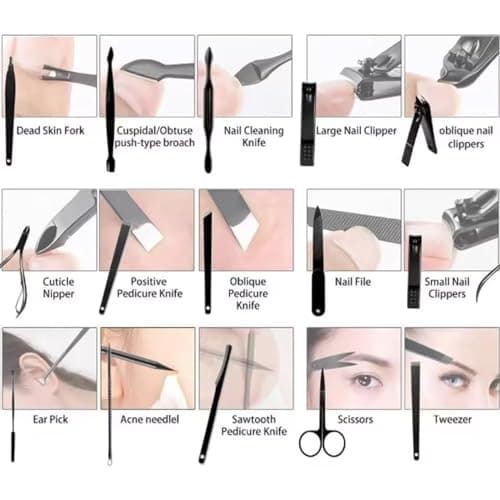 WUBAYI 15-Piece Manicure Set - Surgical Steel Nail Clippers & Pedicure Kit with Luxury Travel Case, Professional Manicure Set Grooming Tools — view 4