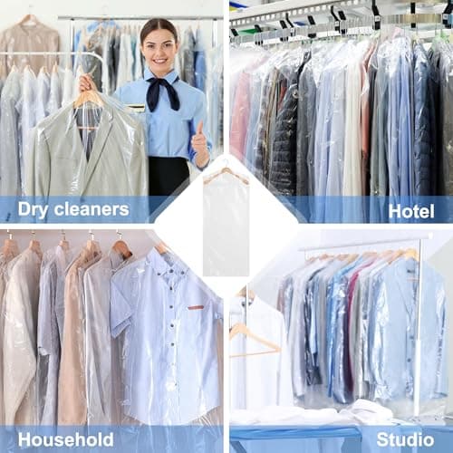 AZKEEGREY 100 Pcs Clear Dry Cleaning Bags for Clothes 60 x 90 cm — view 5
