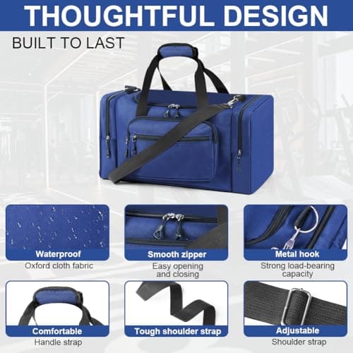 OSDUE Sports Duffle Bag, Gym Duffle Bag for Women Men,35L Waterproof Travel Sports Duffel with Shoulder Strap Holdall Holdall Overnight Weekend Bags for Gym Travel Swimming, Blue — view 3
