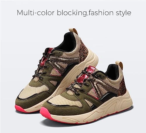 LUCKY STEP Women's Chunky Platform Trainers, New Khaki/Beige,10US-41-8UK — view 3