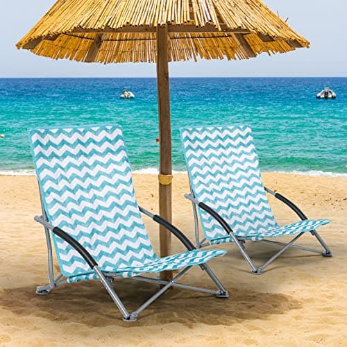 Unibos Set of 2 Folding Low Camping Chair, Lightweight,Foldable,Portable Garden Beach Chair Perfect for Camping,Garden,Festivals,Fishing,Caravan Trips and BBQs (Zigzag)