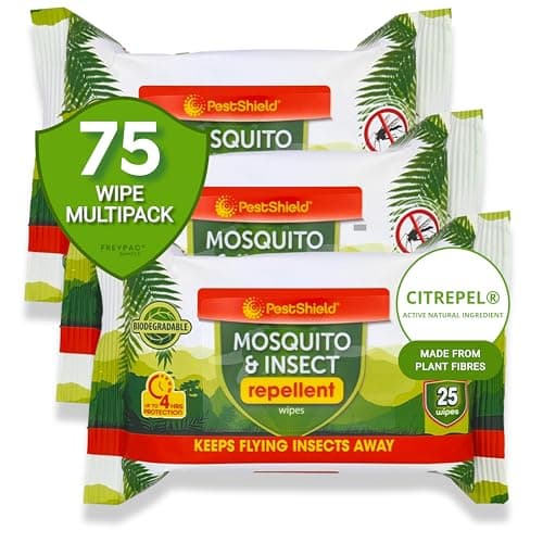 3 Pack Insect & Mosquito Repellent Wipes, DEET Free, Biodegradable