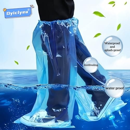 Oyiclyea 16 Pairs Waterproof Shoe Covers Boot Cover Blue, Long Disposable Non-slip Waterproof Boot Covers, Thickened Material, Portable Family Pack, Suitable for Rainy Days and Muddy Roads — view 2