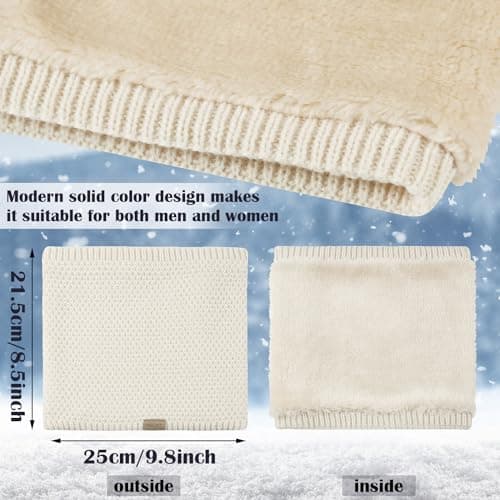 HYUET Winter Fleece Lined Neck Warmer - Thermal Double Layer Windproof Infinity Scarf for Men & Women, Thickened Knitted Snood for Skiing, Motorcycle, Cycling & Outdoor — view 3