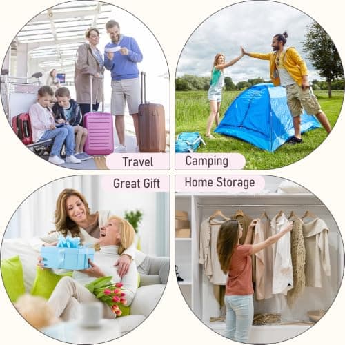 Packing Cubes for Suitcases, MOFELON 8 PCS Travel Luggage Organiser Bags, Waterproof Compression Packing Cubes for Backpack, Travel Essentials for Clothes Shoes Storage Bag-Coffee Pink — view 6
