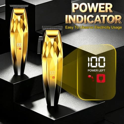 Hair Clippers Men 7500RPM Cordless Barber Clippers Hair Trimmers Set (Gold) — view 5