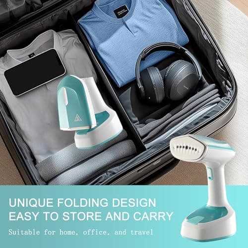 Foldable Clothes Steamer, Portable Handheld Steamer for Clothes, Fast Heat Up, Deep Wrinkle Removal, 1500W Garment Steamer with 150 ml Water Tank for Home, Office & Travel (Green) — view 4