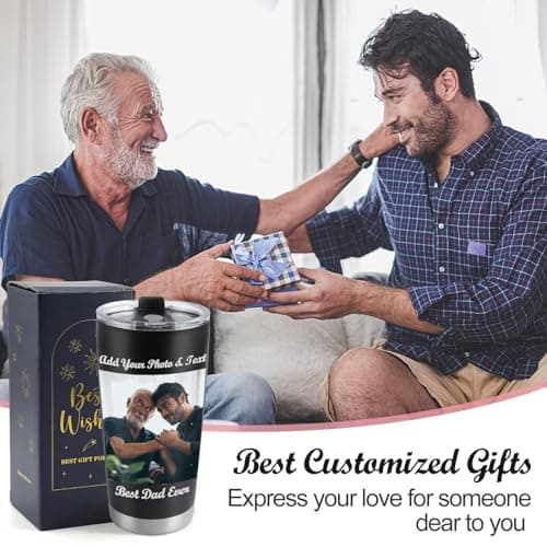 Personalised Coffee Tumbler with Photo & Text – 590ml (20oz) Custom Stainless Steel Travel Mug with Lid – Thoughtful Custom Gift for Mum, Dad, Family & Friends — view 4