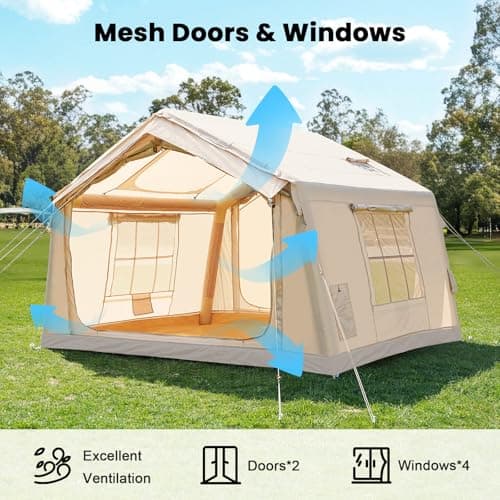 Ytaoeo Inflatable Tent, Outdoor camping tent (6 Person Khaki) — view 4