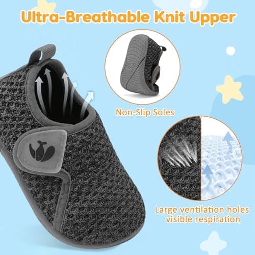 JOINFREE Baby Shoes Boys Girls Toddler Walking Trainers Dark Grey — view 3