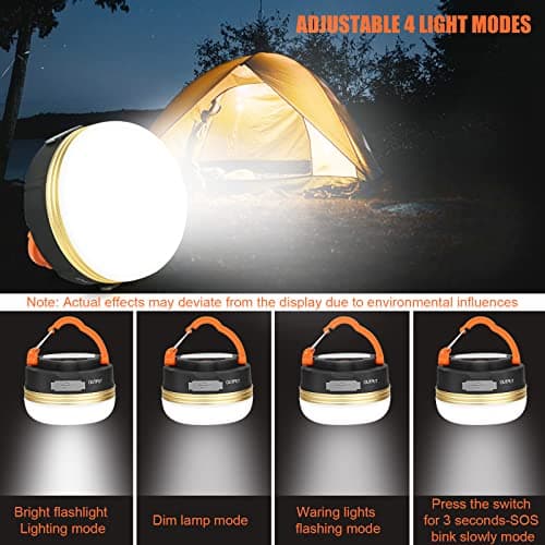 2 Pack Camping Lights, USB Rechargeable Camping Lantern LED Tent Light with Magnetic Base, 3 Modes with Hook Waterproof Portable Outdoor Camping Lamp for Camping Hiking Fishing Emergency Home — view 2