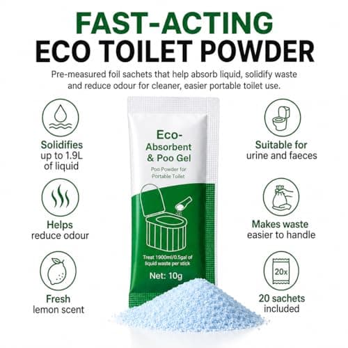 PlopEco® 20PCS Portable Toilet Sachets for Camping & Travel, Fast-Acting Waste Solidifier with Absorbent Powder for Toilet Bags, Car, Van Life, Outdoor & Emergency Kits — view 3