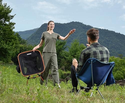 MARCHWAY Lightweight Folding Camping Chair, Portable Foldable Compact for Outdoor Camp, Travel, Beach, Picnic, Festival, Hiking, Backpacking, Supports 330Lbs (Orange) — view 2