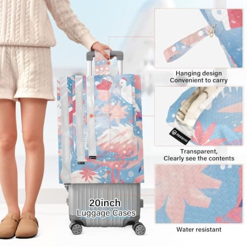 Flamingos in Winter 3 Piecing Packing Travel Bag Stackable Closet Organizer Bag Space Saver Bags Organizers And Storage For Office — view 3