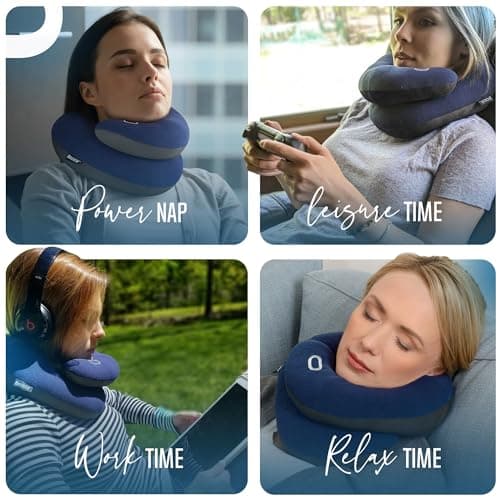 BCOZZY Travel Neck Pillow for Airplane, Head & Chin Support, Large Black — view 5