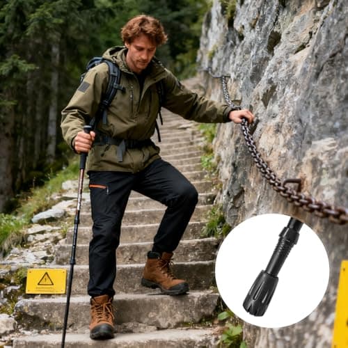 6Pcs Universal Trekking Pole Tips, Durable Rubber Ferrules with Enhanced Grip for Hiking Poles, Walking Sticks & Crutches - Fit Most Terrain Like Asphalt, Rock, Snow, Mud (Black) — view 5
