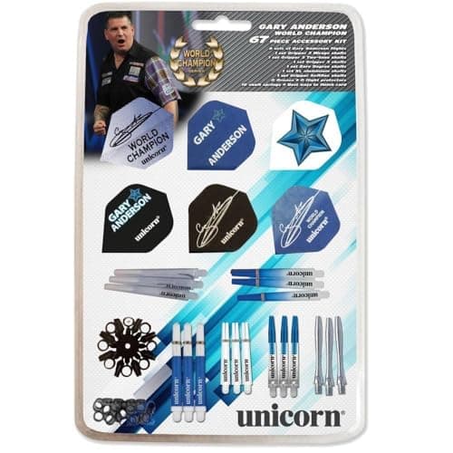 UNICORN Gary Anderson Darts Tune-Up Kit | 6 Flights, 18 Shafts, 8 Locking Rings, 8 Flight Protectors, 12 Shaft Springs