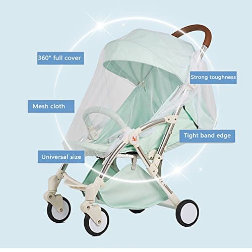 Pram Net, 2 pack Universal Mosquito Fly Bug Insect Net Protection Cover for Pushchair buggy carrycot stroller basket jogger Travel cot White — view 2