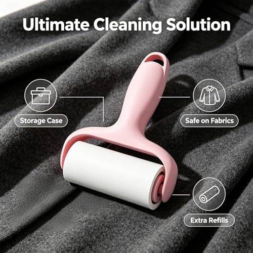 Mini Lint Roller Set,Reusable Travel Lint Roller for Clothes Lints Rollers Handheld Pet Hair Remover for Dust Clothes Pet Hair Sofa 2 Mini Refill Packs (Pink) — view 6